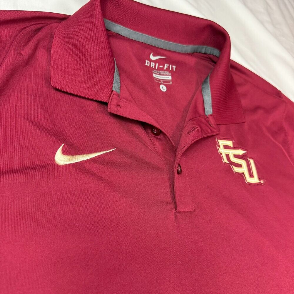 FSU Florida State Seminoles Nike Golf Performance Dri Fit Polo Shirt Logo Large - Picture 5 of 7